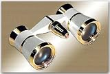 Adorama 3 x 25 Othello Opera Glass Binocular with Red Reading Light, White with Gold Trim