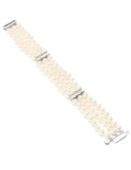 Radiance Pearls "Pearl Jewelry" 14K White Gold 6.0-6.5mm Japanese Akoya Triple Strand Pearl Bracelet