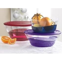 Tupperware Sheerly Elegant Three Piece Bowl Set by