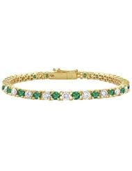 Emerald and Diamond Tennis Bracelet 14K Yellow Gold - 2.00 CT TGW