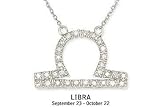 14K White Gold Diamond (1/5 Carat) Libra Pendant w/Chain