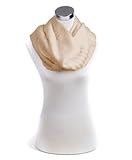 Knitted Solid Color Acrylic Infinity Scarf in a Fancy Gift Box with Free Shipping, Beige