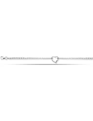 14K White Gold Double Strand With Heart Anklet (10 Inches)