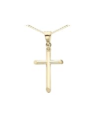 Cross Pendant Necklace in 14K Yellow Gold with Chain (1 /14 inch)