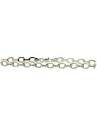 TOC Sterling Silver Genuine Diamond Platinum Plated Round Link Bracelet