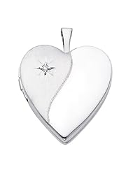 14K White Gold Diamond-Accent Heart Locket Pendant (0.8" Inches or 20mm, 1/10 ctw., HI, I1-I2)