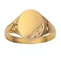 Chevali&egrave;re pour homme de forme ovale 13x12mm en or jaune 375/1000