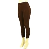 Thin Summer Leggings Stretchy Crystals Studded Brown