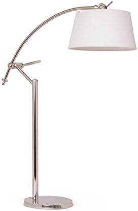 Hip Vintage Arched Table Lamp, Silvertone finish and a white shade for a modern look