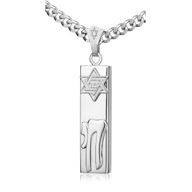 Sterling Silver Rectangle Mezuzah w/ Star of David