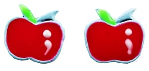 Apple Earring - Kids Fashion Earrings (Light Blue and Red)