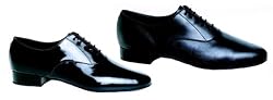 416 Men's Oxford Style Ballroom Shoe with a 1" Block Heel in Black Leather (Regular Fit)