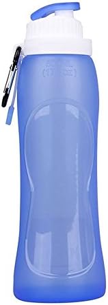 Outdoor Folding Sport Silicone Water Bottles for Traveling Camping Hiking Walking Running Jogging (Blue)