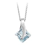 Image of Nine Carat White Gold Blue Topaz Pendant and Necklace