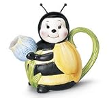 Classic Honey Bee Teapot Ceramic Yellow Black Flower