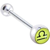 Zodiac Sign LIBRA SYMBOL Logo Barbell Tongue Ring