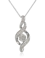 10k White Gold Diamond Infinity Pendant Necklace (1/4 Cttw, I-J Color, I3 Clarity), 18"