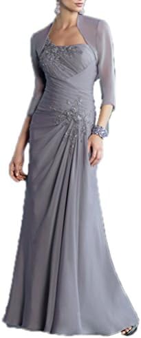 CCHAPPINESS Women's Chiffon Mother of the Bride Dress with Jacket Grey US 2
