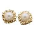 14K Yellow Gold Mabe Cultured White Pearl Earrings