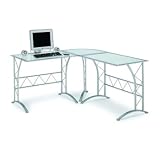 Metal Framed Glass Desk - White
