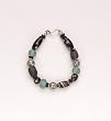 Black Recycled Glass and Silver Bead Bracelet
