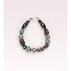 Black Recycled Glass and Silver Bead Bracelet