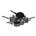 Prestige Hard Anodised 5-Piece Cookware Set includes 14 cm Milkpan, 16 cm/ 18 cm/ 20 cm Saucepan and 24 cm Frypan