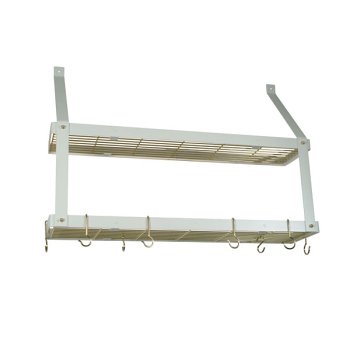 Buy Double Bookshelf Rack – White, Brass