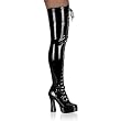 Pleaser Boots Women's ELECTRA-3024, 5" Chunky Heel D-Ring Lace-Up Stretch Thigh Boot