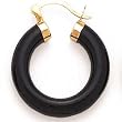 14k Gold & Black Onyx Thick Hoop Earrings