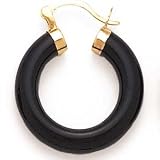 14k Gold & Black Onyx Thick Hoop Earrings