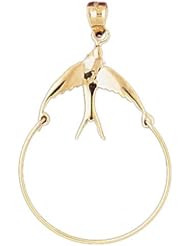Dazzlers Solid 14k Gold Love Bird Charm Holder Charm Pendant Available in three colors from jewelsberry (weights: 2.1 grams only)