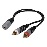 Quality 3.5mm Stereo Jack Socket to 2 Phono / RCA Plugs Cable 0.25m (25cm)