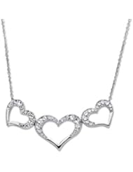 14K White Gold Triple Open Heart Pendant on a 18 Inch Chain