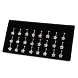 New Ladies 24 Assorted Coloured Flower Navel Bars Board