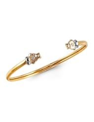 14k Yellow Gold Bear White CZ Baby Girl Bangle Bracelet