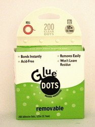 Glue Dots Glue Dots 1/2-Inch Removable Dots, 200-Clear Dots/Roll
