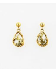 Gold Quartz and Solid 14k Gold Drop Earrings