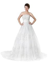 Strapless Satin  Lace Beaded  Ball Gown  Dress With a Sash 
