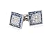 Faux Sapphire Silver Cufflinks with Cubic Zirconia CZ with Presentation Box