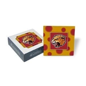 Set of 4 Ceramic Coasters (4x4) Jaguars Polka Dot Coaster Set IUPUI Jaguars Beverage Drinkware by 
