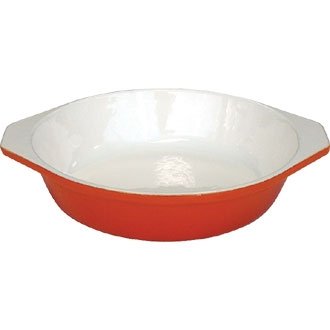 Cast Iron Cookware to Tableware Round Gratin Oven Baking Dish (Orange) - 19 x 19 x 4.5cm - Offers attractive presentation from the oven to the table