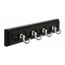 Amerock H55590-MS 9-Inch Classic Key and Gadget Rack, Mahogany with Silver Hooks