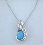 14kt WG Turquoise/Diamond Pendant with Chain