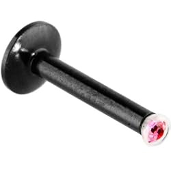 14 Gauge Black Titanium Bioplast Pink Gem Monroe 3/8 Inches