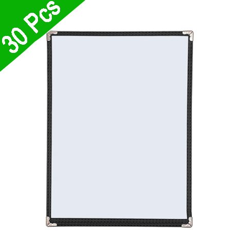30x Menu Cover 8.5x14 Single 1 Page Double Stitch Protetive Corner 2 View Black
