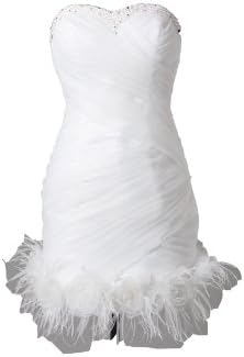 Winey Bridal White Short Mini Feathers Flower Organza Sweetherat Bridal Wedding Dresses (20W)