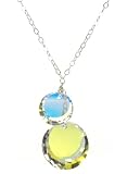 Sterling Silver Swarovski Elements Crystal Aurora Borealis Harvest Moon Pendants Necklace, 18