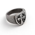 Bague Homme Antique Croix Templi&egrave;re Anneau Acier Inoxydable / 66