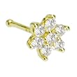 Solid 14KT Yellow Gold Clear Cubic Zirconia FLOWER Nose Stud